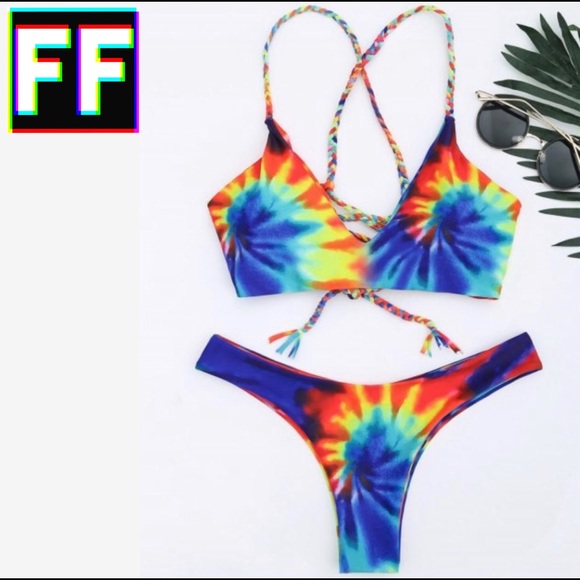 rainbow tie dye swimsuit